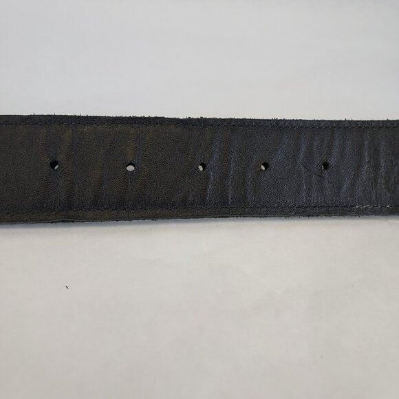 Canadian Custom Leather Western Belt Sz 40 Black Blue Screw Rivet Buckle Loop - Picture 10 of 15